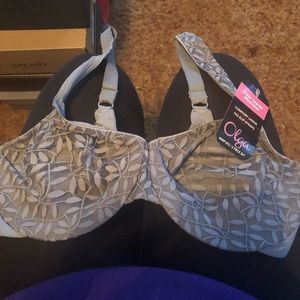 Olga Gray Lace Embellished Bra Sz 38D